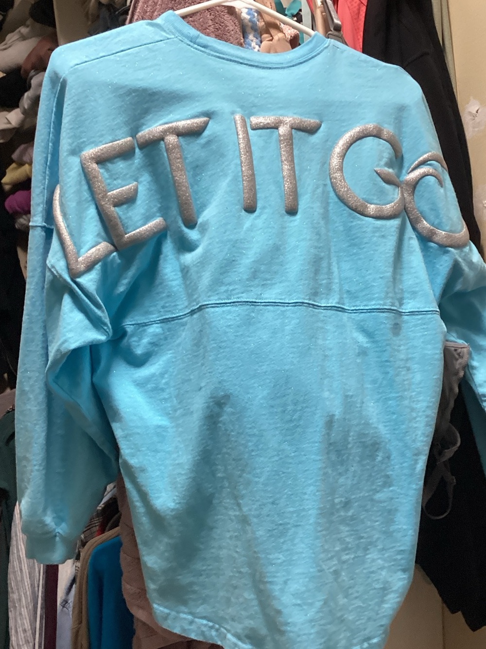 Disney Frozen themed Spirit Jersey LET IT GO Lettering